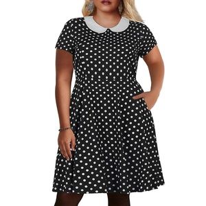 Women's Peter Pan Collar Fit and Flare Plus Size S
